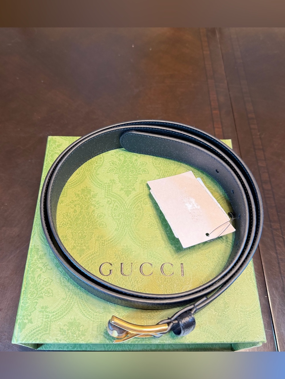 New Gucci Bamboo Logo Belt Size 48 / 120 cm Fits a Waist 44 - 48 - Picture 4 of 13